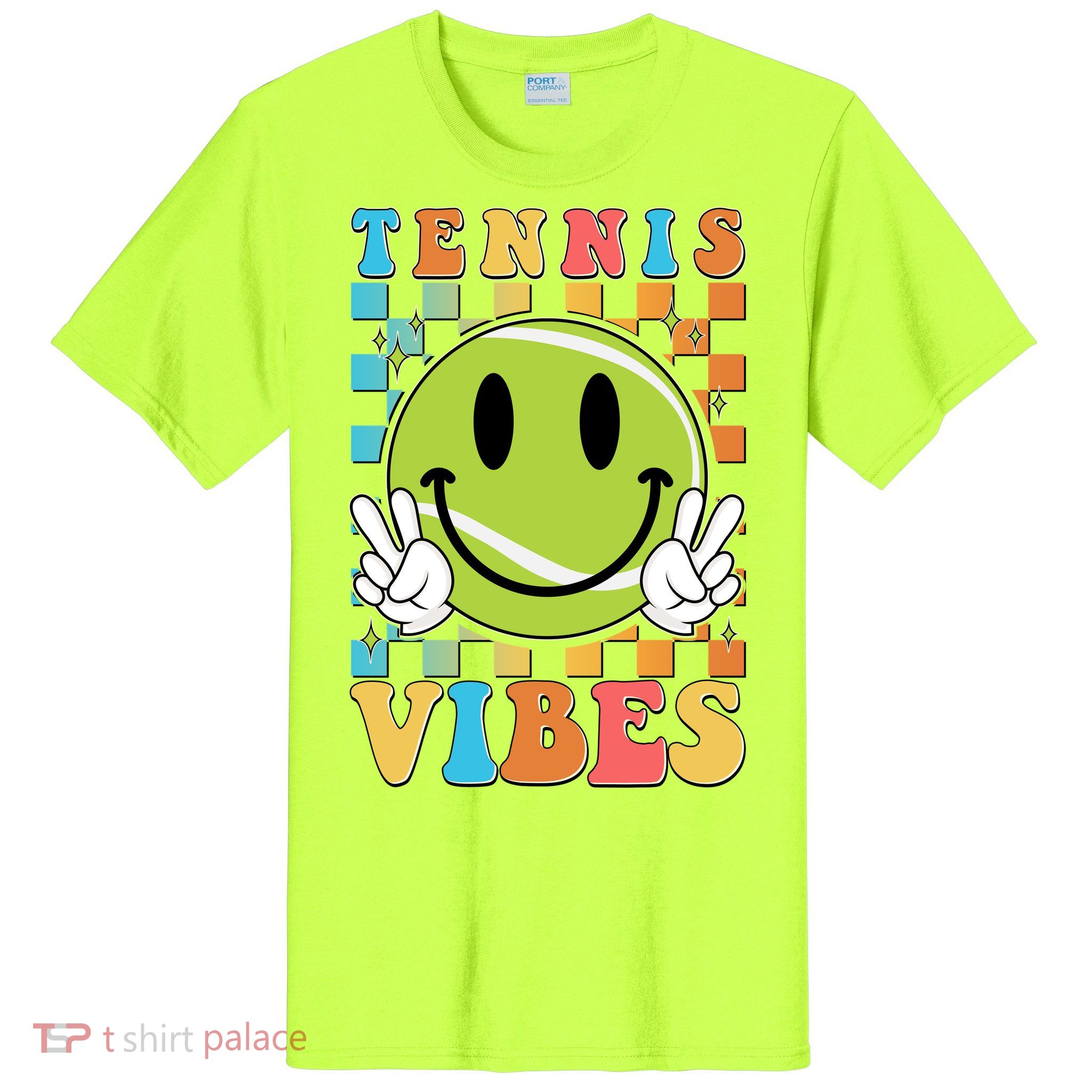 Retro Smiley Emoji Tennis Vibes T-Shirt