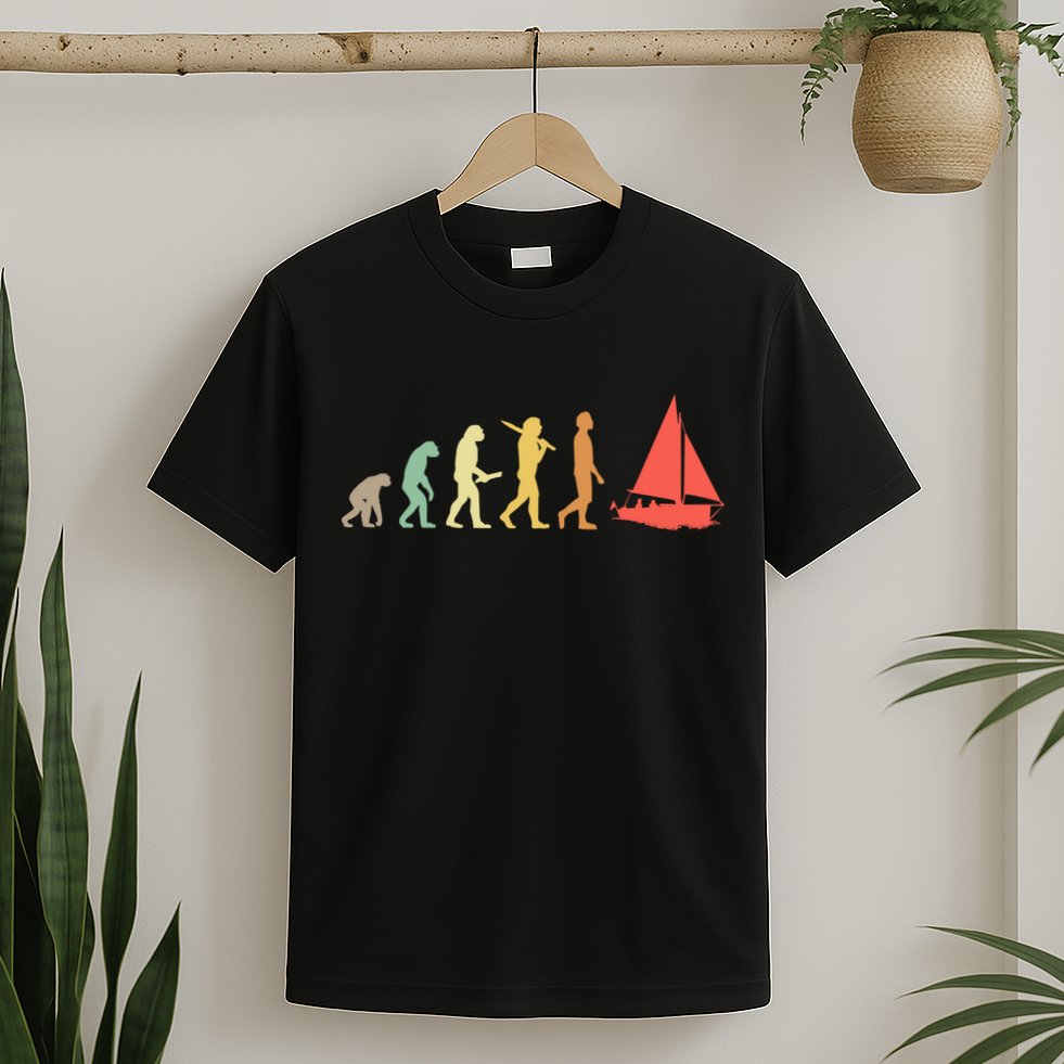 Retro Sailing Evolution Gift For Sailors And Skippers Gift T-Shirt