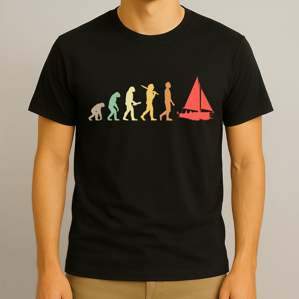 Retro Sailing Evolution Gift For Sailors And Skippers Gift T-Shirt