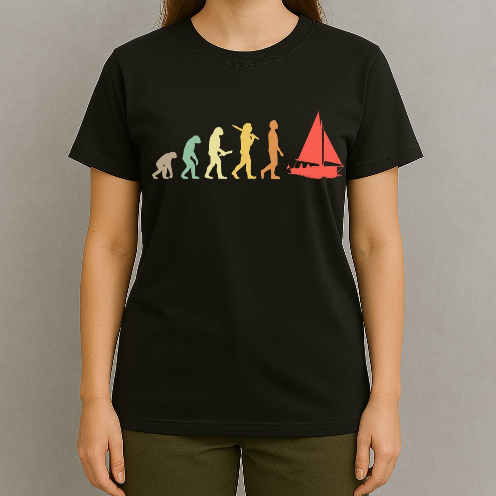 Retro Sailing Evolution Gift For Sailors And Skippers Gift T-Shirt