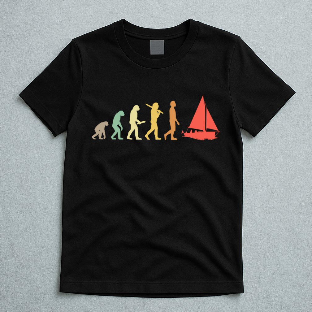 Retro Sailing Evolution Gift For Sailors And Skippers Gift T-Shirt