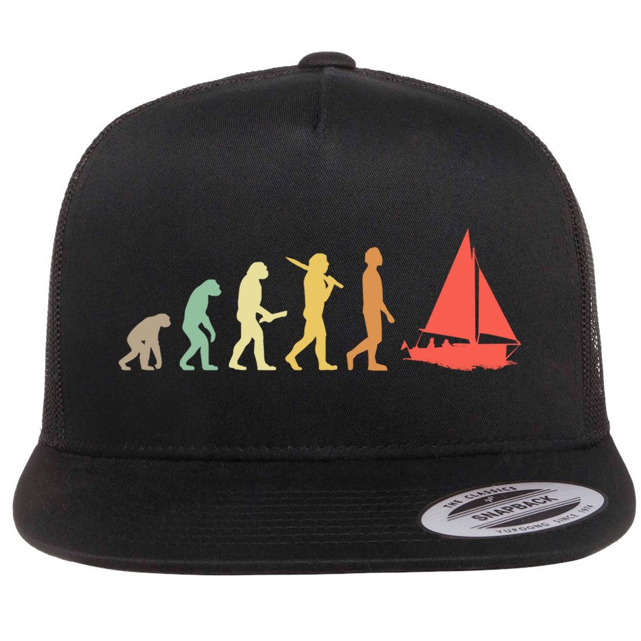 Retro Sailing Evolution Gift For Sailors And Skippers Gift Flat Bill Trucker Hat