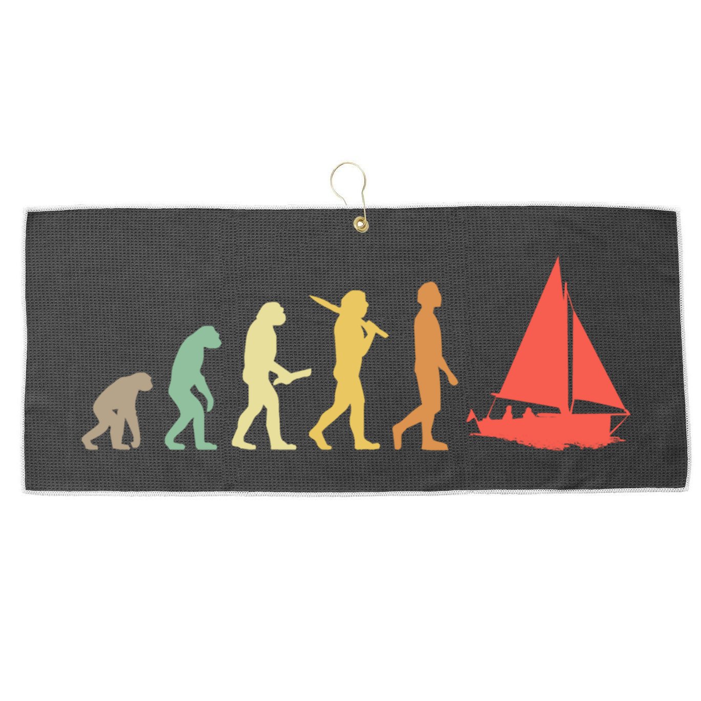 Retro Sailing Evolution Gift For Sailors And Skippers Gift Large Microfiber Waffle Golf Towel