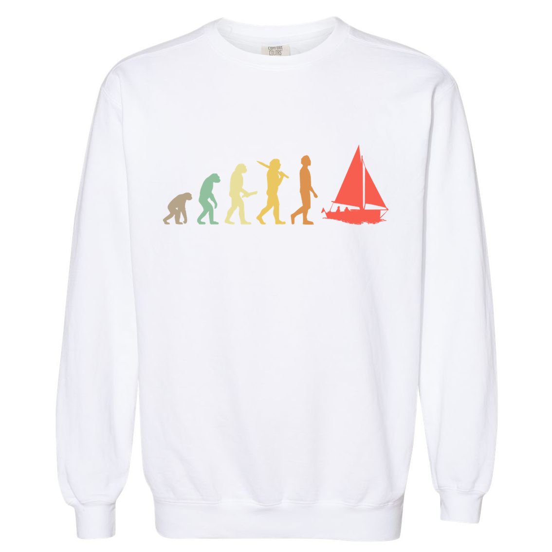 Retro Sailing Evolution Gift For Sailors And Skippers Gift Garment-Dyed Sweatshirt