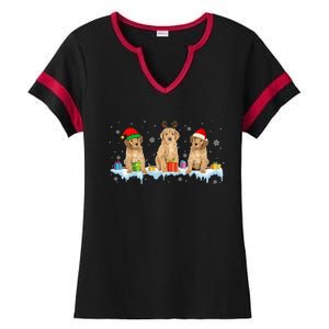 Reindeer Santa Elf Goldendoodle Cute Christmas Dog Lover Great Gift Ladies Halftime Notch Neck Tee