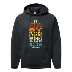 Retro Sarcastic Energy Drink Caffeine Lover Performance Fleece Hoodie