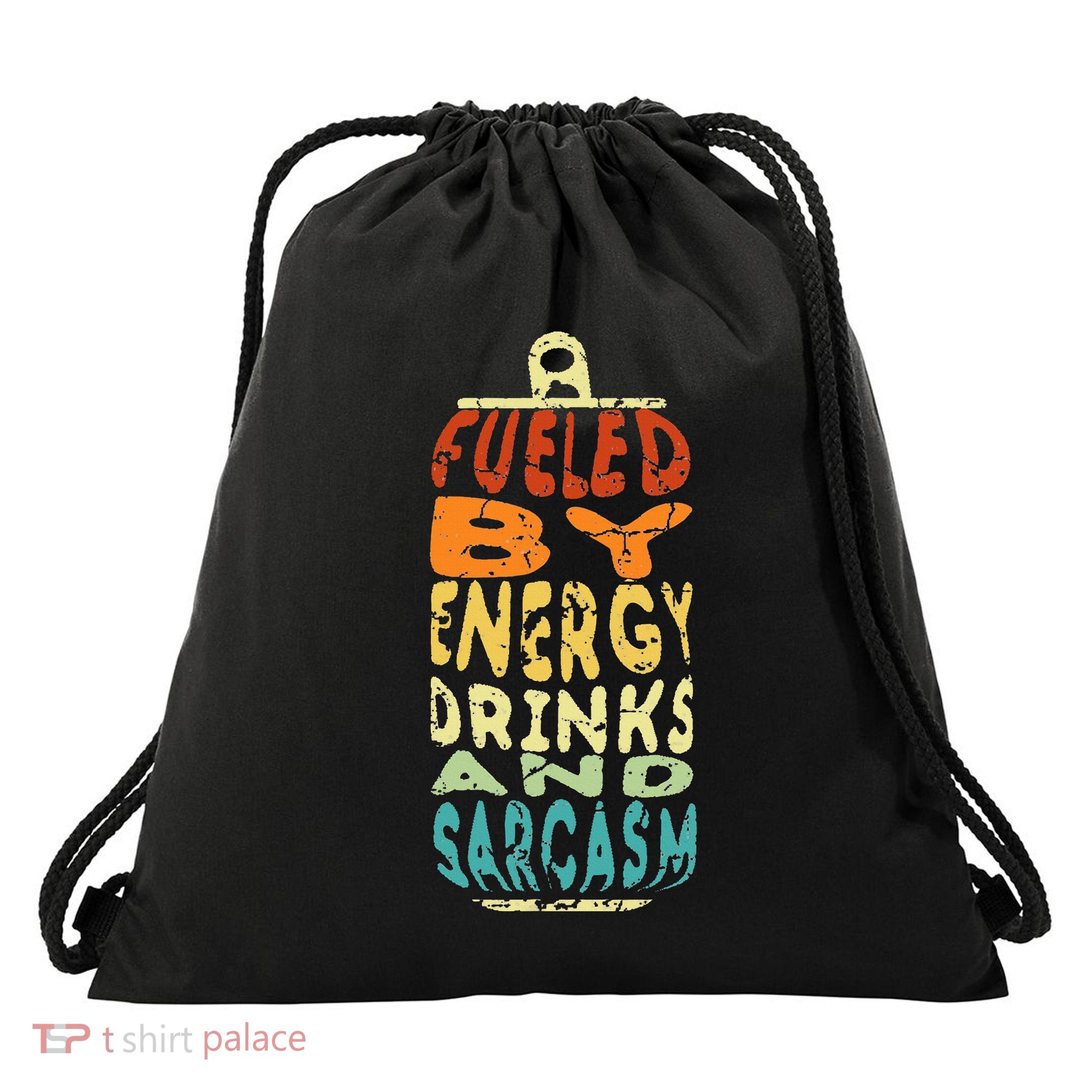 Retro Sarcastic Energy Drink Caffeine Lover Drawstring Bag