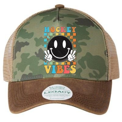 Retro Smiley Emoji Hockey Vibes Legacy Tie Dye Trucker Hat
