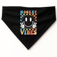 Retro Smiley Emoji Hockey Vibes USA-Made Doggie Bandana