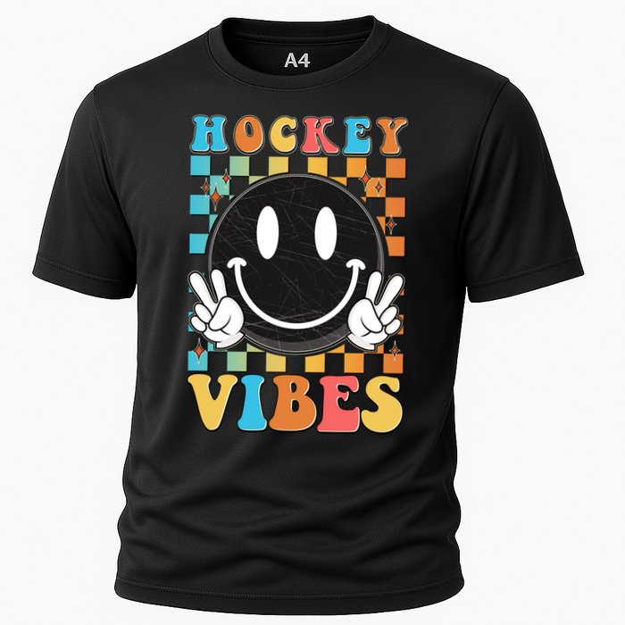 Retro Smiley Emoji Hockey Vibes Cooling Performance Crew T-Shirt