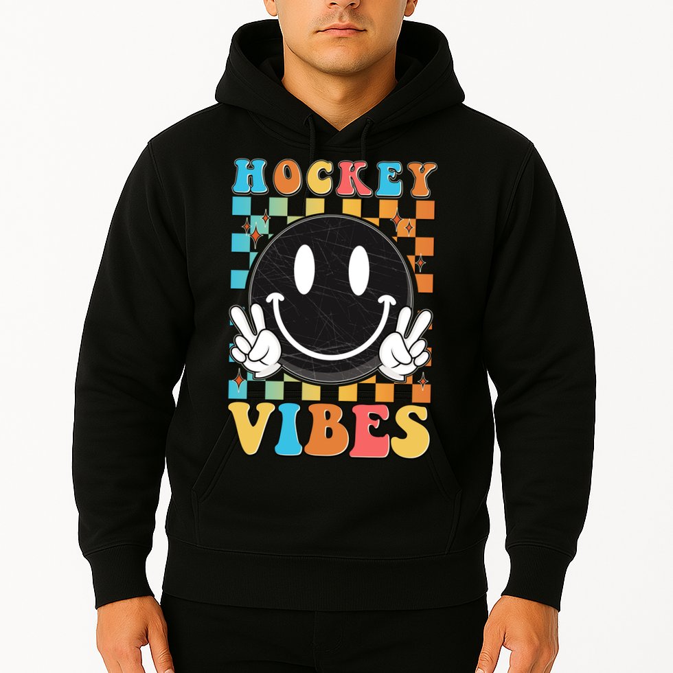 Retro Smiley Emoji Hockey Vibes Hoodie