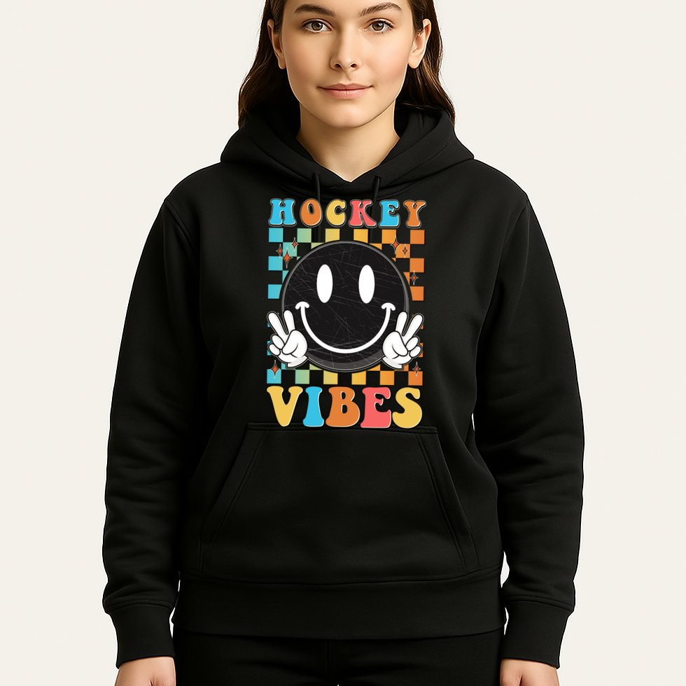 Retro Smiley Emoji Hockey Vibes Hoodie