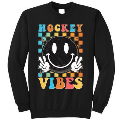 Retro Smiley Emoji Hockey Vibes Sweatshirt