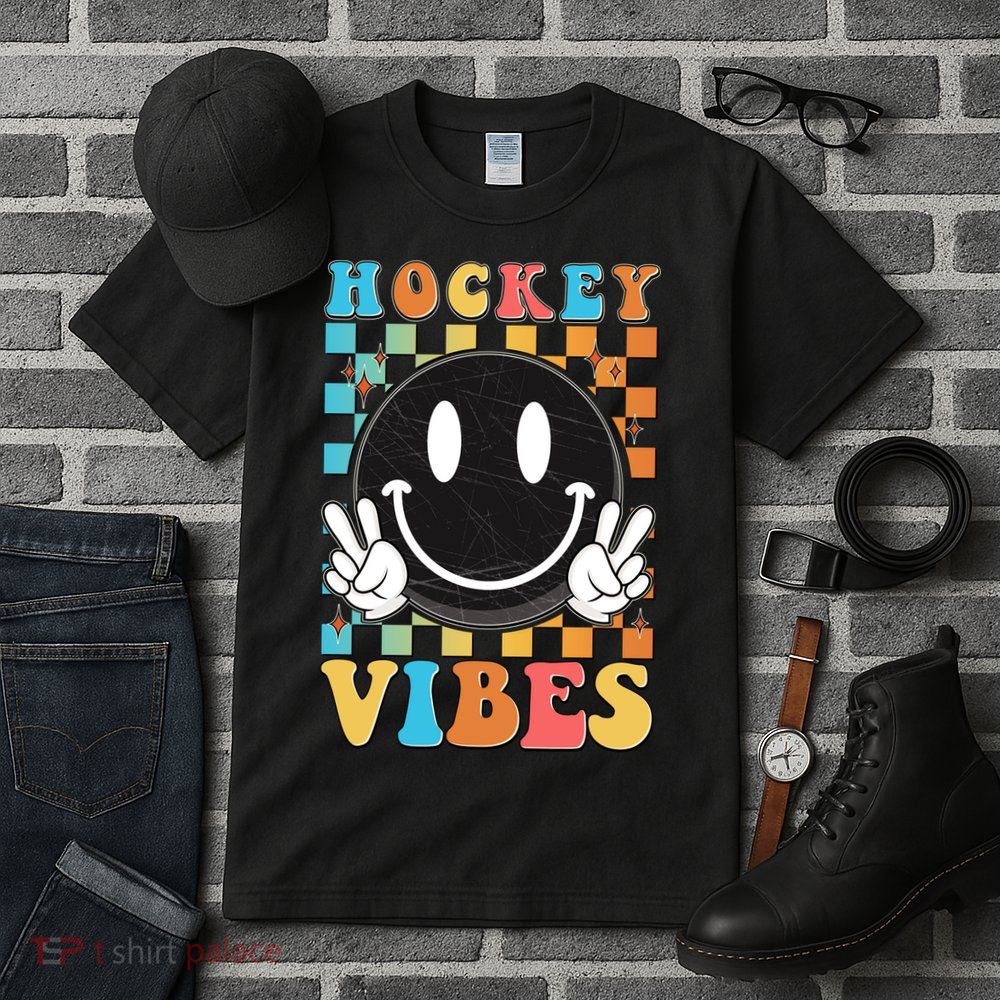 Retro Smiley Emoji Hockey Vibes Tall T-Shirt
