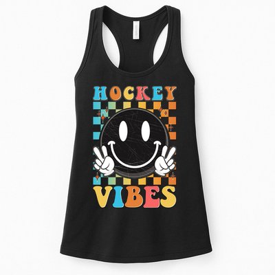 Retro Smiley Emoji Hockey Vibes Womens Tank Top