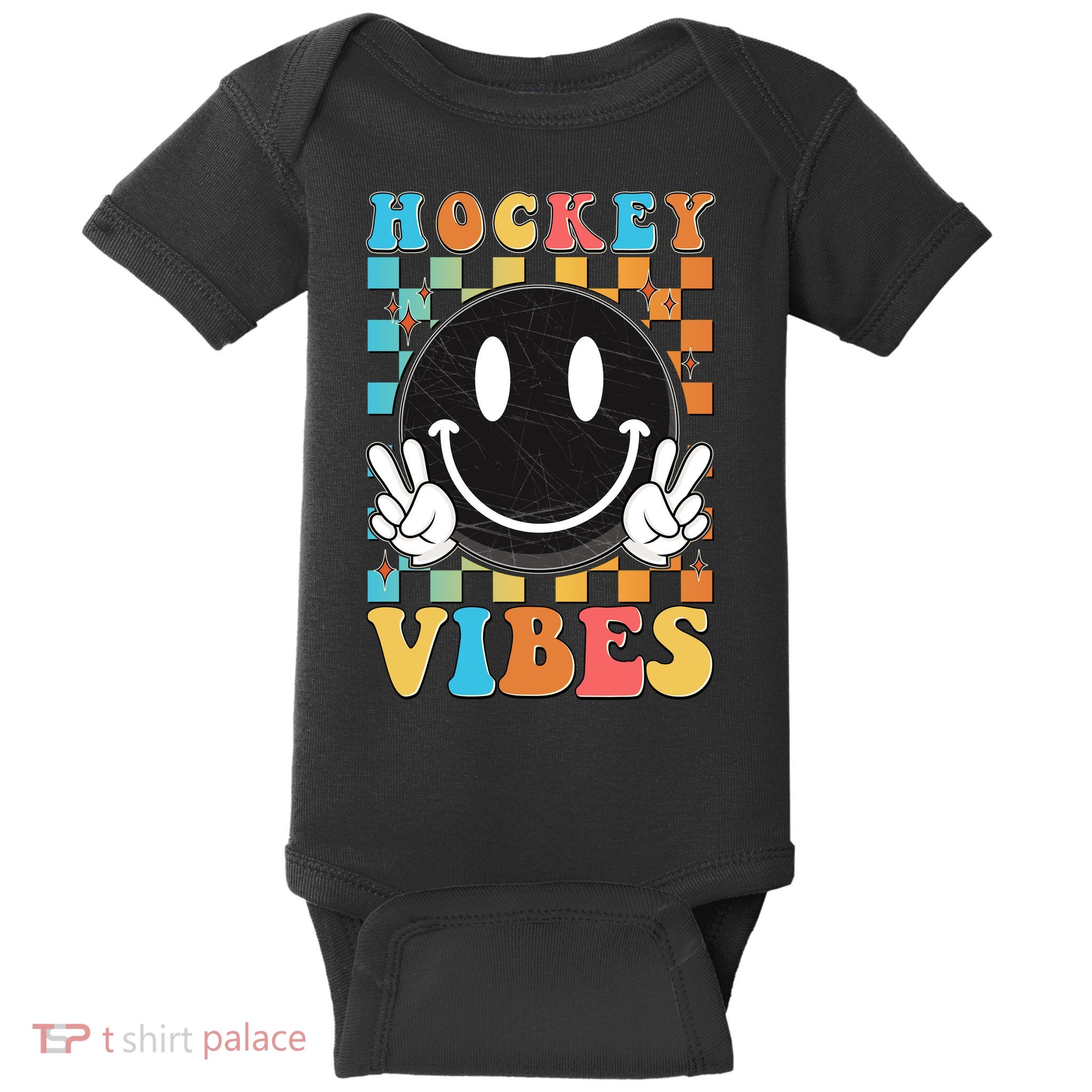 Retro Smiley Emoji Hockey Vibes Baby Bodysuit