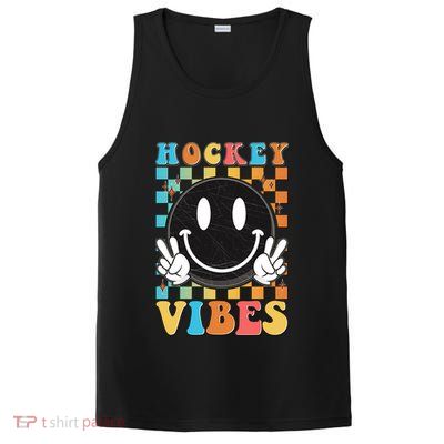 Retro Smiley Emoji Hockey Vibes PosiCharge Competitor Tank