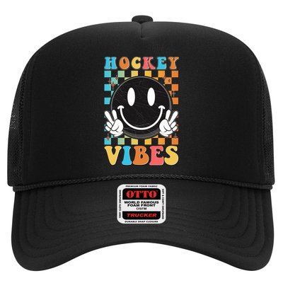 Retro Smiley Emoji Hockey Vibes Trucker Hat