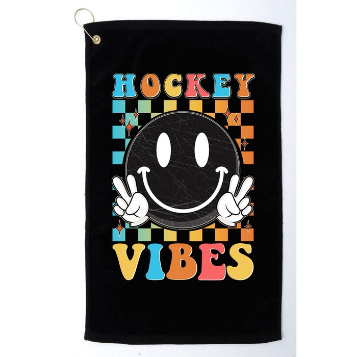 Retro Smiley Emoji Hockey Vibes Golf Towel