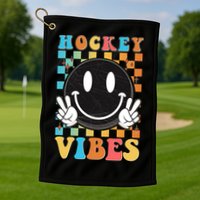 Retro Smiley Emoji Hockey Vibes Golf Towel