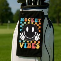 Retro Smiley Emoji Hockey Vibes Golf Towel