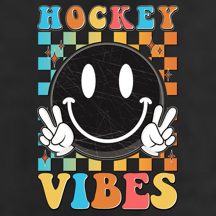 Retro Smiley Emoji Hockey Vibes Golf Towel