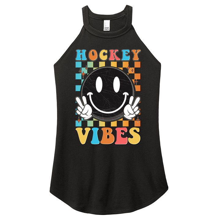 Retro Smiley Emoji Hockey Vibes Women's Perfect Tri Rocker Tank