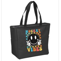 Retro Smiley Emoji Hockey Vibes Zip Tote Bag