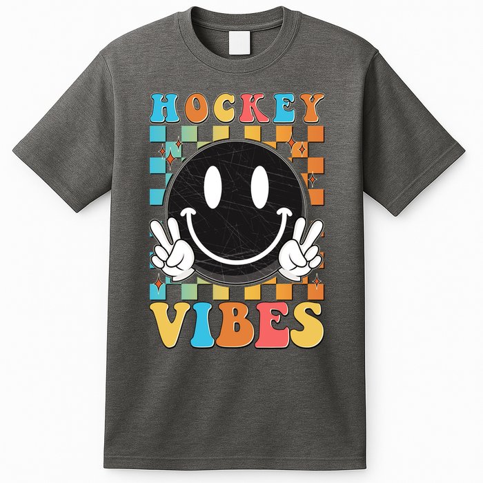 Retro Smiley Emoji Hockey Vibes T-Shirt