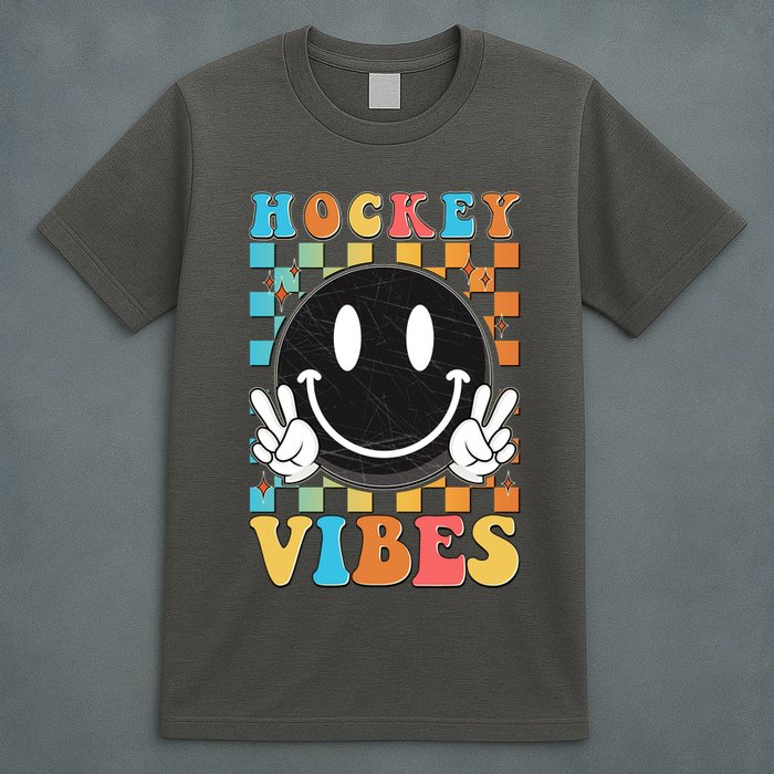Retro Smiley Emoji Hockey Vibes T-Shirt