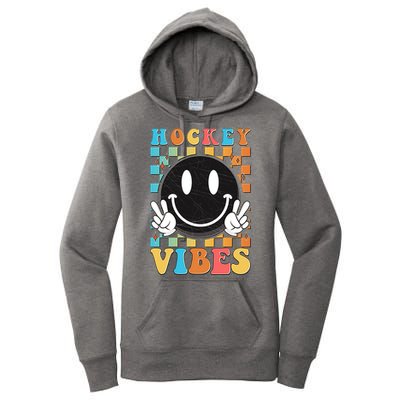 Retro Smiley Emoji Hockey Vibes Women's Pullover Hoodie