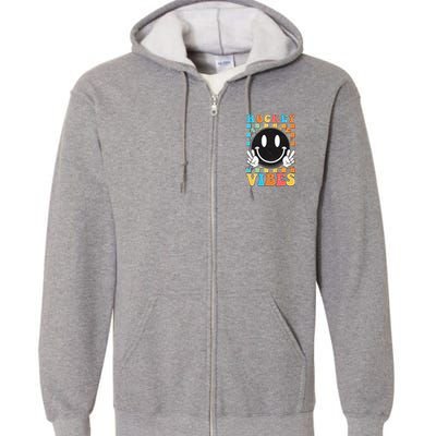 Retro Smiley Emoji Hockey Vibes Full Zip Hoodie