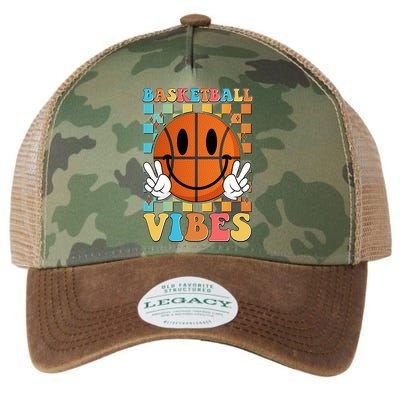 Retro Smiley Emoji Basketball Vibes Legacy Tie Dye Trucker Hat