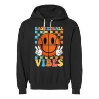 Retro Smiley Emoji Basketball Vibes Garment-Dyed Fleece Hoodie