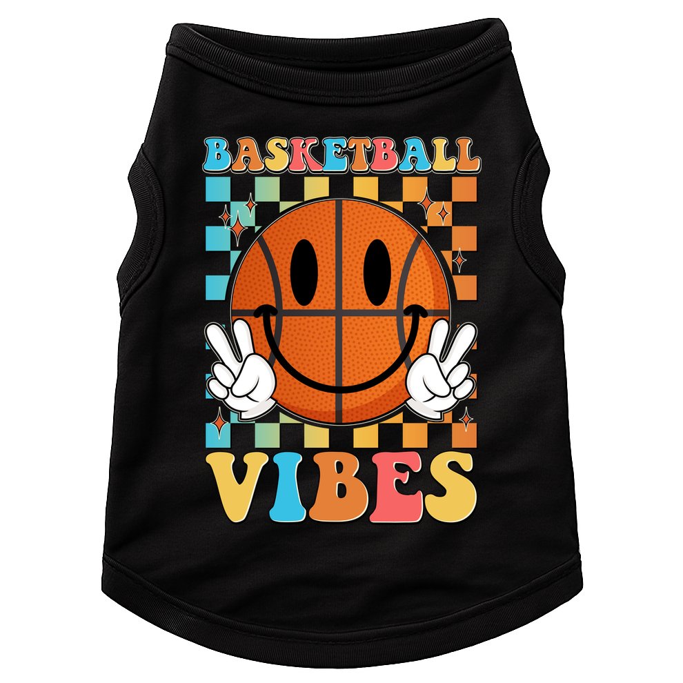 Retro Smiley Emoji Basketball Vibes Doggie Tank