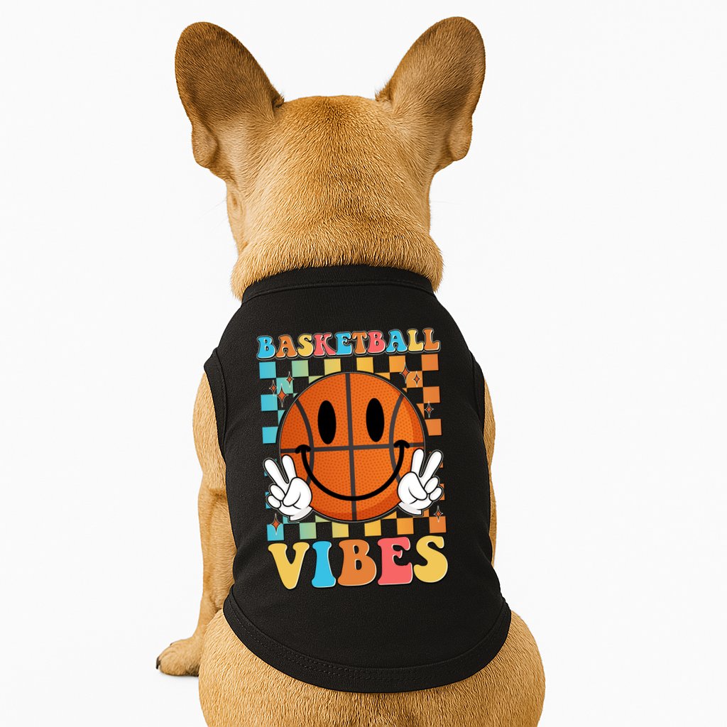 Retro Smiley Emoji Basketball Vibes Doggie Tank