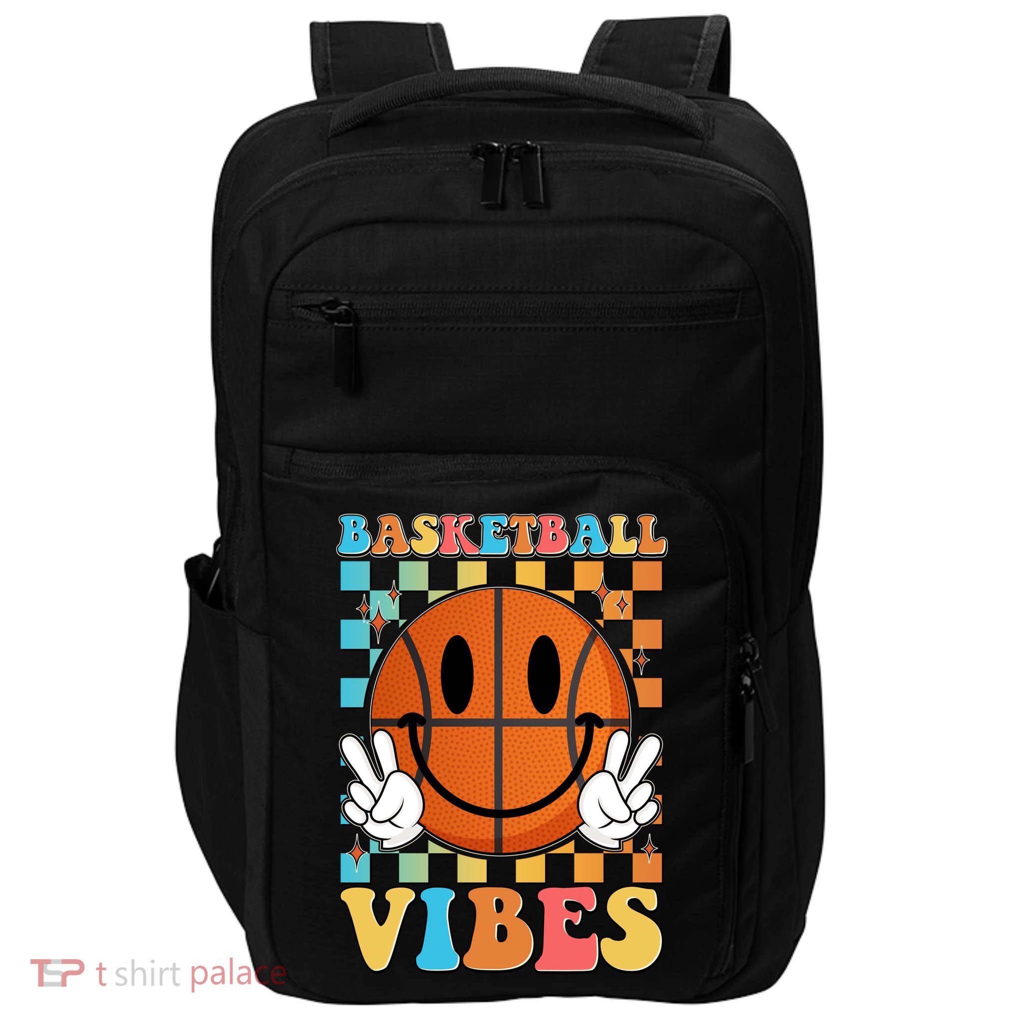 Retro Smiley Emoji Basketball Vibes Impact Tech Backpack