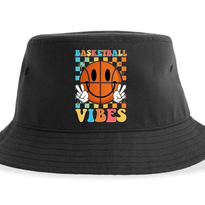 Retro Smiley Emoji Basketball Vibes Sustainable Bucket Hat
