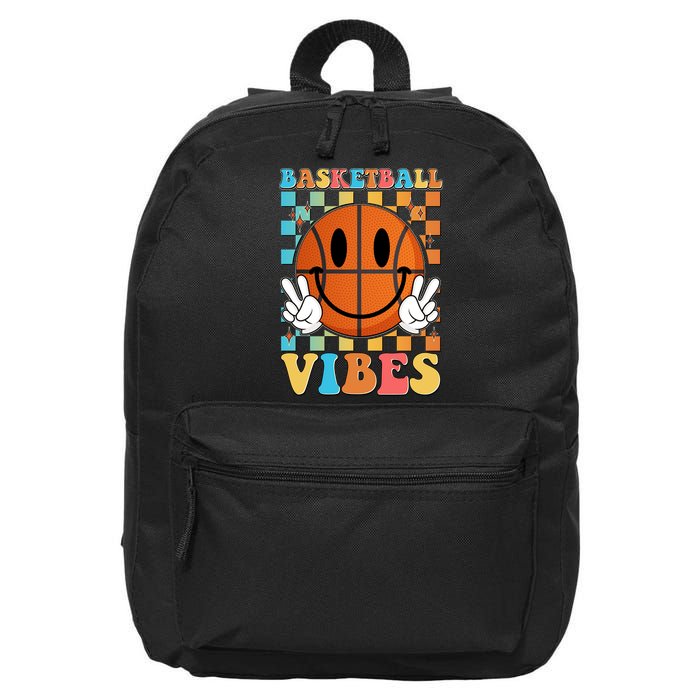 Retro Smiley Emoji Basketball Vibes 16 in Basic Backpack