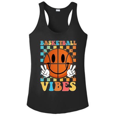 Retro Smiley Emoji Basketball Vibes Ladies PosiCharge Competitor Racerback Tank