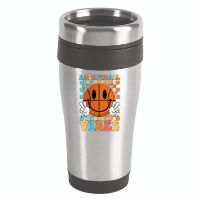 Retro Smiley Emoji Basketball Vibes 16oz Travel Tumbler