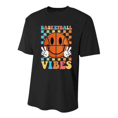 Retro Smiley Emoji Basketball Vibes Youth Performance Sprint T-Shirt