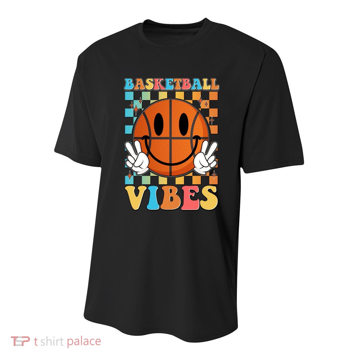 Retro Smiley Emoji Basketball Vibes Youth Performance Sprint T-Shirt