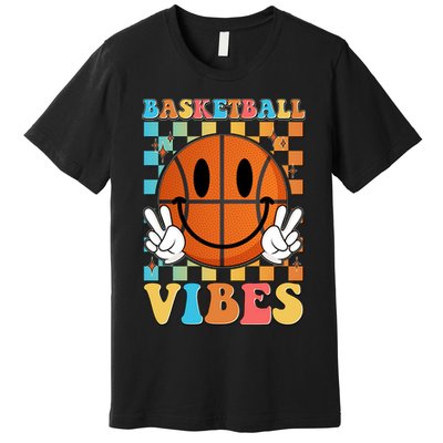Retro Smiley Emoji Basketball Vibes Premium T-Shirt