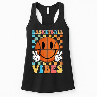 Retro Smiley Emoji Basketball Vibes Womens Tank Top