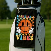 Retro Smiley Emoji Basketball Vibes Golf Towel
