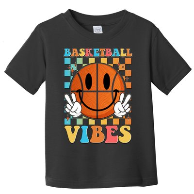 Retro Smiley Emoji Basketball Vibes Toddler T-Shirt