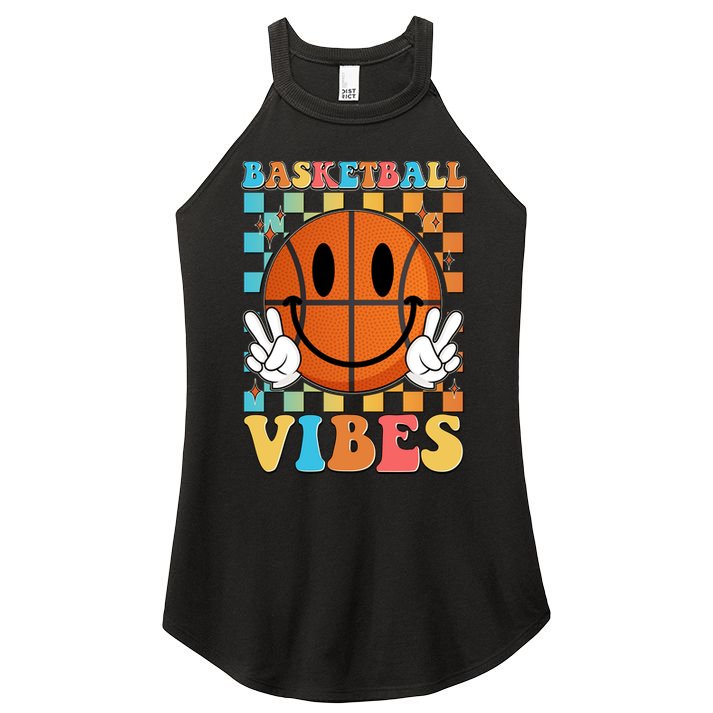 Retro Smiley Emoji Basketball Vibes Women's Perfect Tri Rocker Tank