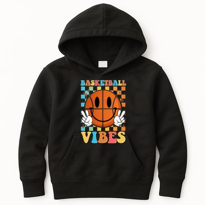 Retro Smiley Emoji Basketball Vibes Kids Hoodie