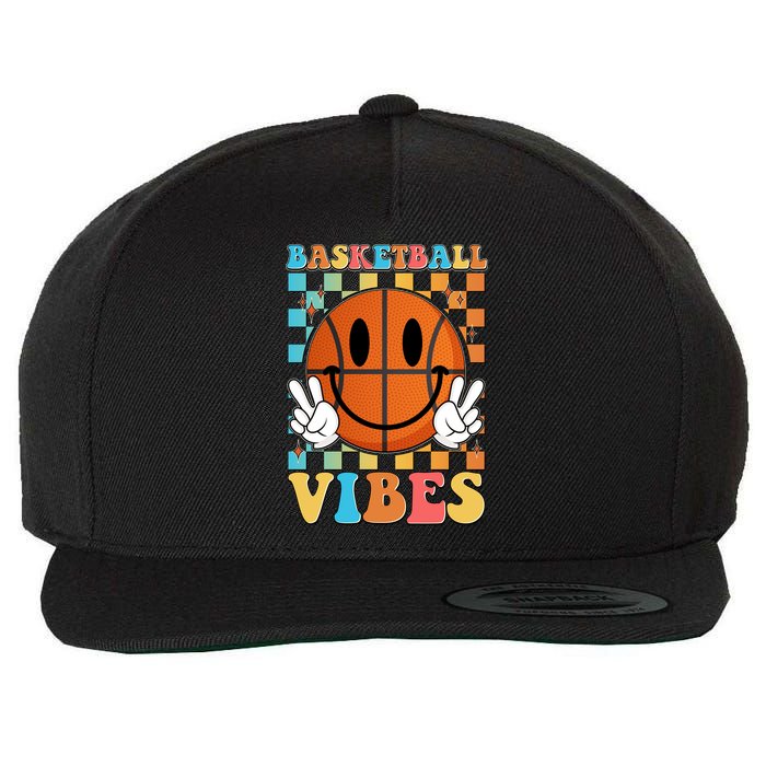 Retro Smiley Emoji Basketball Vibes Wool Snapback Cap